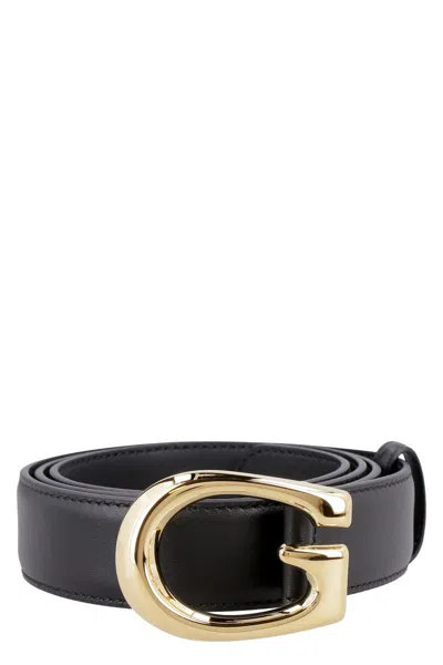 Gucci Leather Belt With Buckle In Black