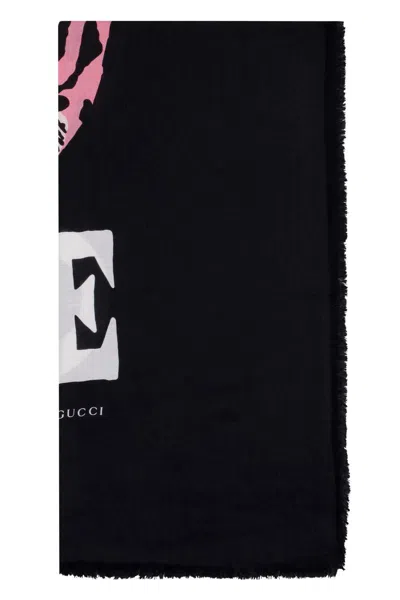 Gucci Printed Shawl In Black