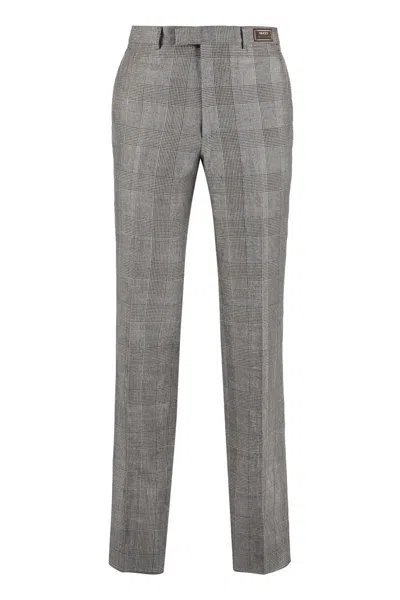 Gucci Wool Blend Tailored Trousers In Grey