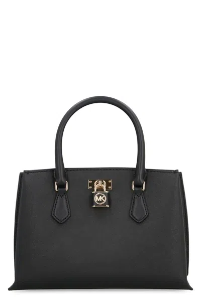 Michael Kors Ruby Leather Handbag In Black