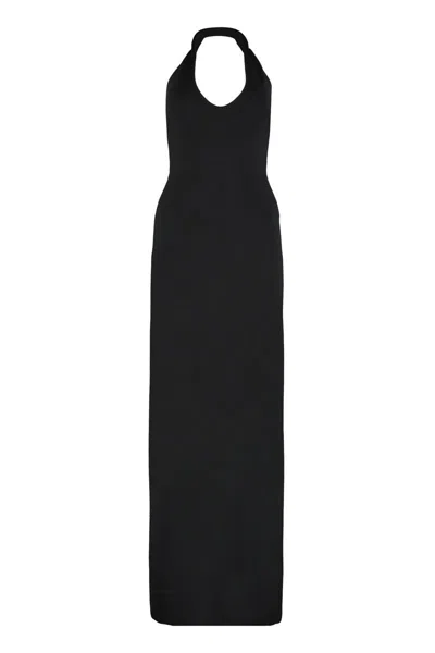 Saint Laurent Knitted Long Dress In Black