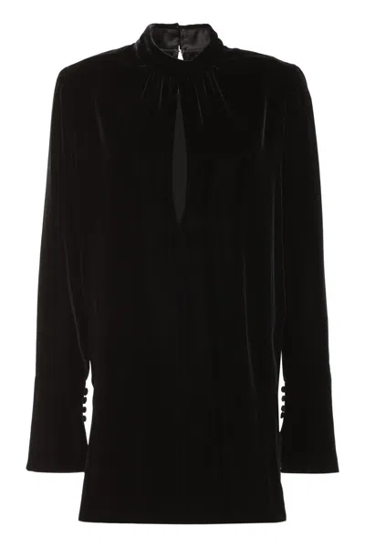 Saint Laurent Velvet Mini-dress In Black