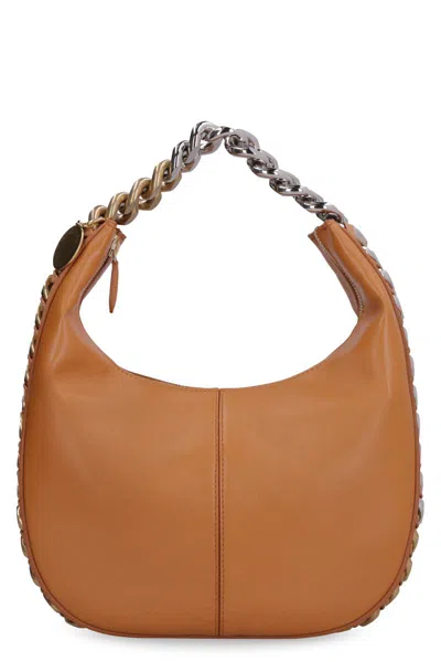 Stella Mccartney Frayme Shoulder Bag In Saddle Brown