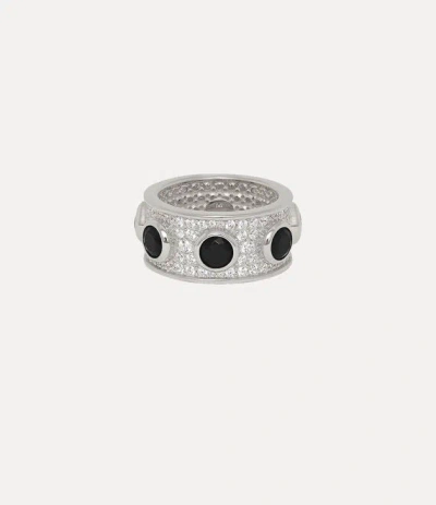 Vivienne Westwood Ferruccio Ring In Platinum-white-black-cz-black-patina