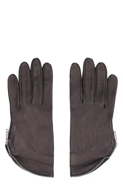 Dsquared2 Nappa Leather Gloves With Decorative Zip In Black