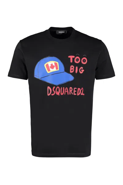 Dsquared2 Printed Cotton T-shirt In Black