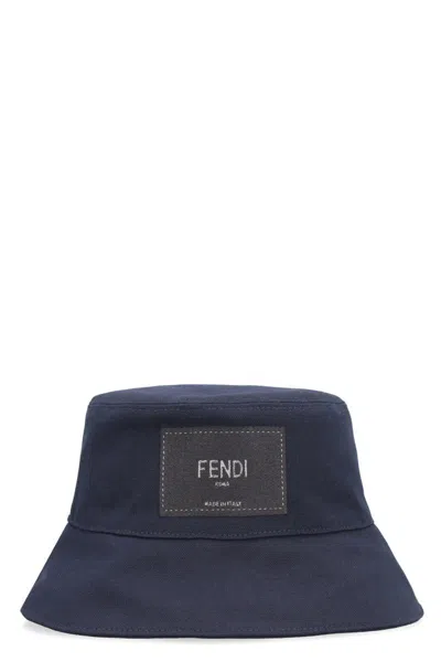 Fendi Cotton Bucket Hat In Blue