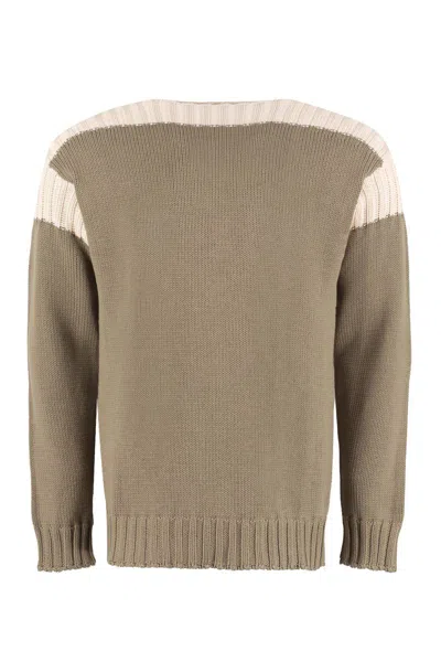 Fendi Color-block Cotton-cashmere Sweater In Mud
