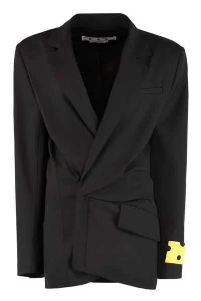 Off-white Asymmetric Blazer Dress In Black