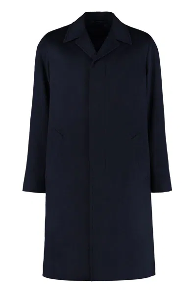 Prada Single-breasted Wool Coat In Blue