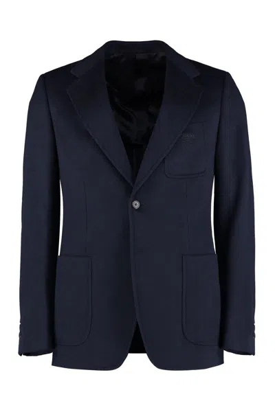 Prada Single-breasted Two-button Jacket In Blue