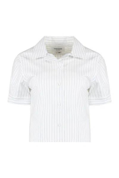 Thom Browne Short Sleeve Cotton Shirt In White