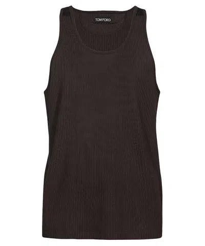 Tom Ford Jersey Tank-top In Brown