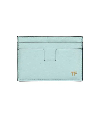 Tom Ford Leather Card Holder In Blue