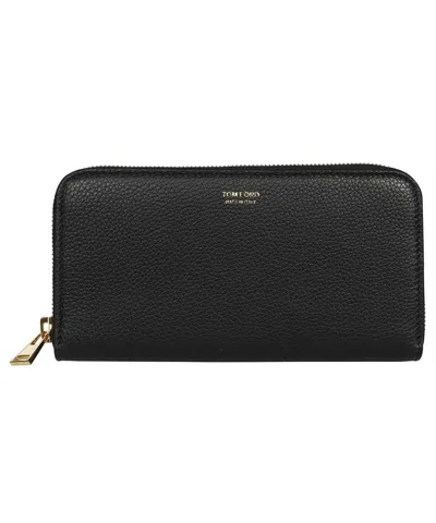 Tom Ford Leather Ziparound Wallet In Black