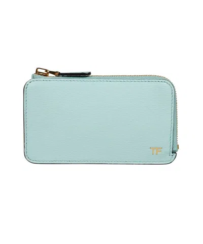 Tom Ford Printed Leather Wallet In Blue