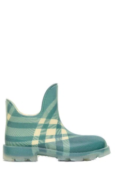 Burberry Marsh Checkered Ankle Boots In Green