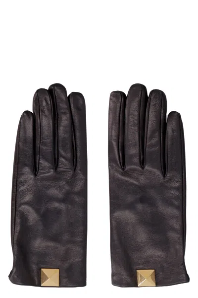 Valentino Garavani - Leather Gloves In Black