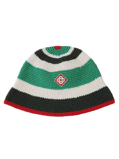 Casablanca Logo Patch Crochet Hat In Green