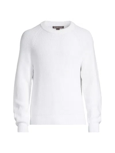 Michael Kors Cotton Shaker Knit Crewneck Sweater In White
