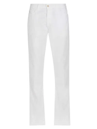Ag Everett Slim Straight Leg Stretch Cotton & Linen Trousers In White