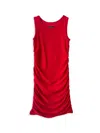 Un Deux Trois Kids' Girl's Ruched Scoop Neck Dress In Red