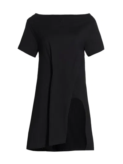 Courrèges Boat Neck Mini Dress In Black  