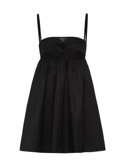Prada Re-nylon Mini-dress In Black