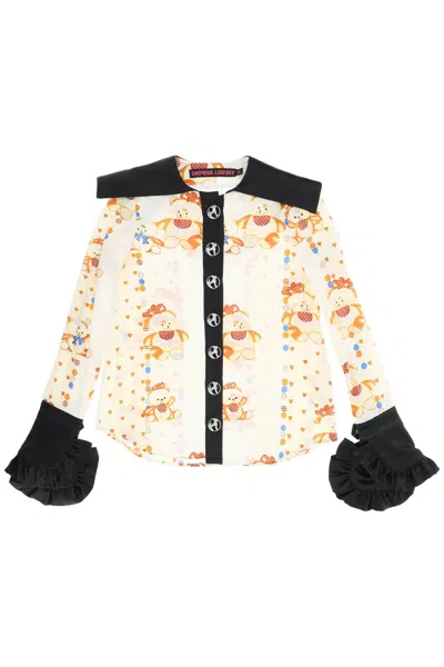 Chopova Lowena Printed Shirt With Contrast Inserts In Multicolor