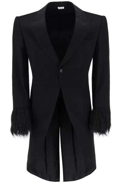 Comme Des Garçons Homme Deux Tailcoat With Eco-fur Inserts In Black