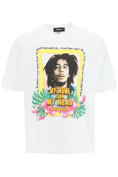Dsquared2 Bob Marley Skater T-shirt In White