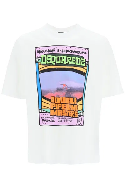 Dsquared2 D2 Surf Skater T-shirt In White