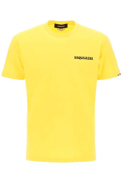 Dsquared2 Logo-print Cotton T-shirt In Yellow