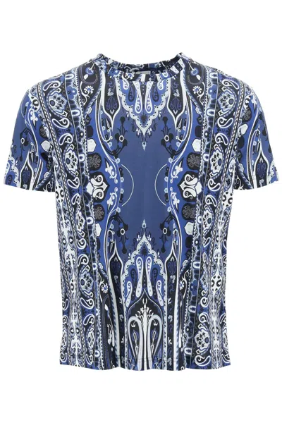 Etro Paisley Pattern Cotton T-shirt In Blue