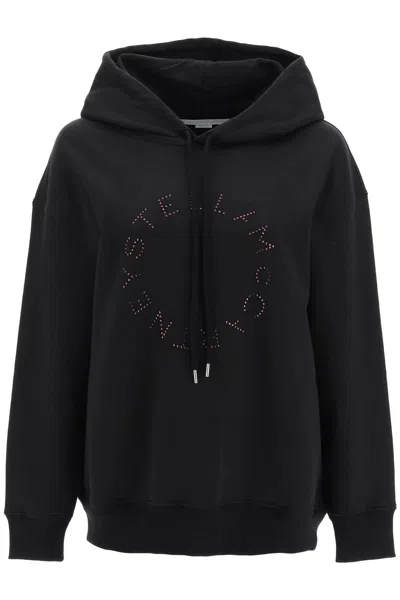 Stella Mccartney Rhinestone Logo Hoodie In Black