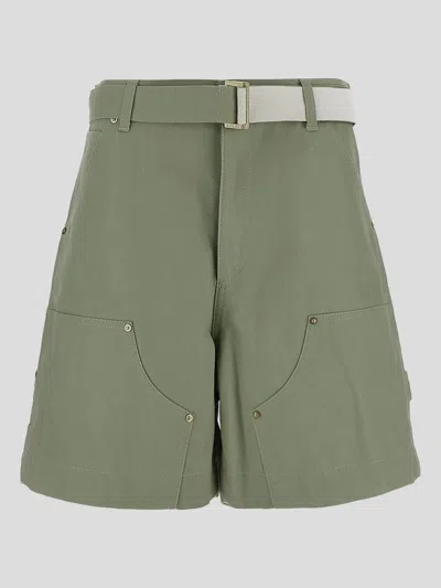 Sacai X Carhartt Wip Shorts In Green