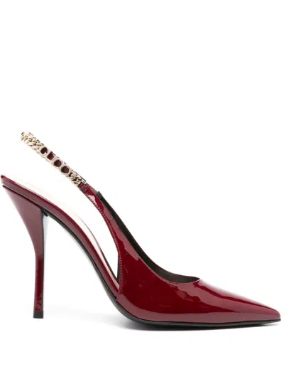 Gucci Patent Leather Signoria Slingback Pumps 105 In Red