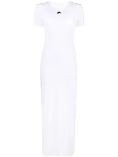 Marine Serre Crescent Moon-logo Midi Dress In White