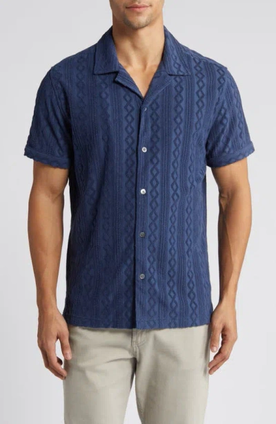 Rails Men's Maverick Terry Cloth Jacquard Short-sleeve Shirt In Royal Blue