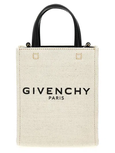 Givenchy Mini G Canvas Tote Bag In White/black