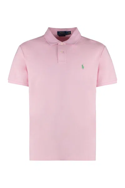 Polo Ralph Lauren Logo Embroidery Cotton-piqué Polo Shirt In Pink