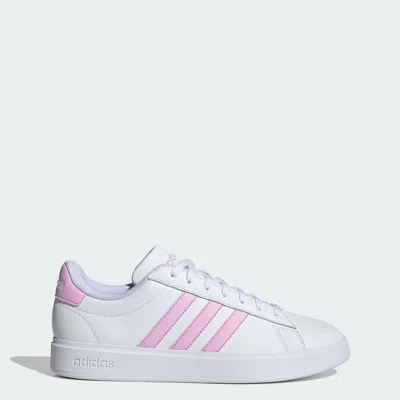 Adidas Originals Grand Court 2.0 Sneaker In White/lilac/silver Dawn