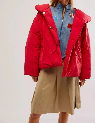 Free People Cozy Cloud Puffer In Cherry In Red