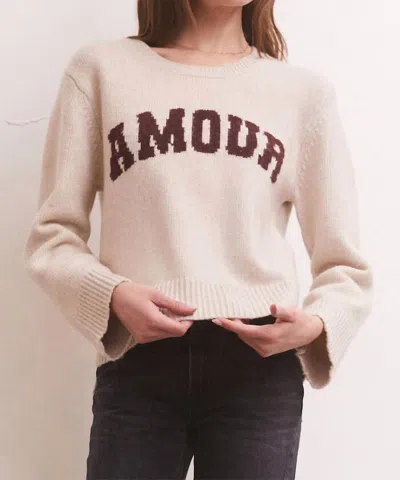 Z Supply Serene Amour Sweater In Light Oatmeal Heather In Multi