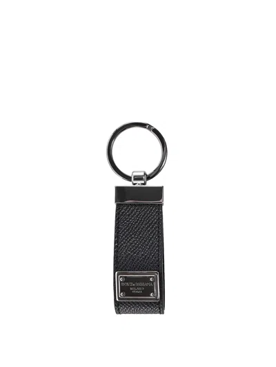 Dolce & Gabbana Leather Key Ring In Nero