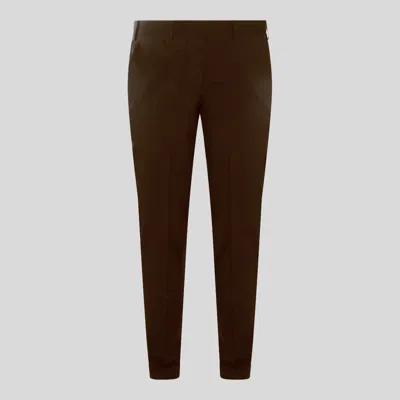 Pt01 Brown Wool Pants In Marrone Scuro