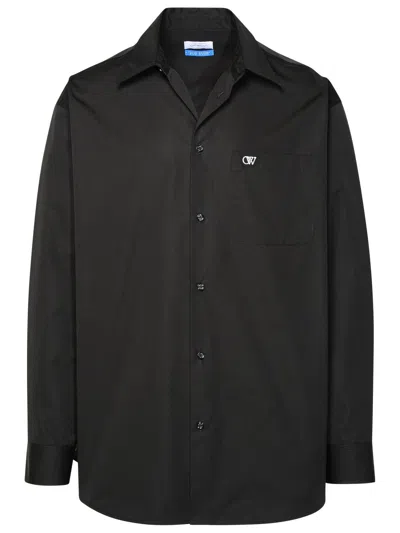 Off-white Logo-embroidered Cotton Shirt In Black