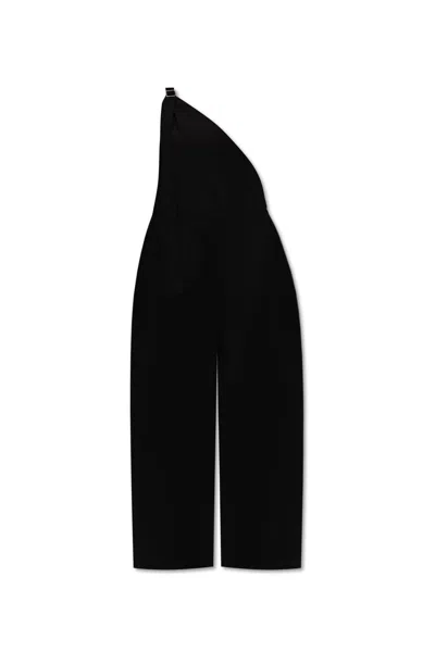 Mm6 Maison Margiela One-shoulder Virgin Wool Jumpsuit In Black