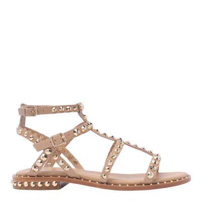 Ash Precious Stud Embellished Open Toe Sandals In Brown