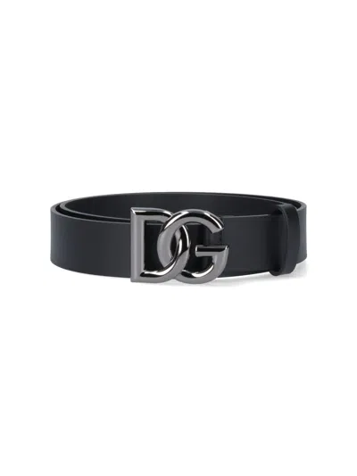 Dolce & Gabbana Logo Belt In Black  